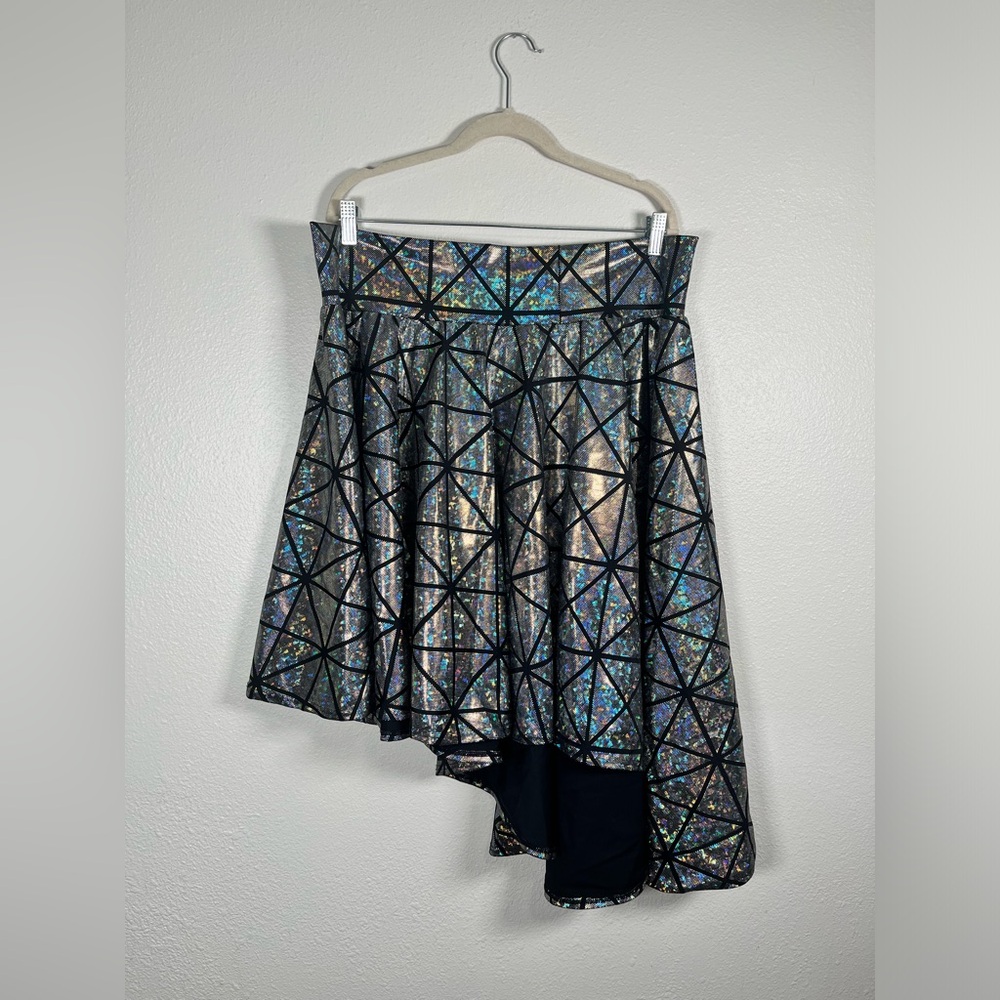 Coquetry black and silver metallic asymmetrical skirt size 2XL